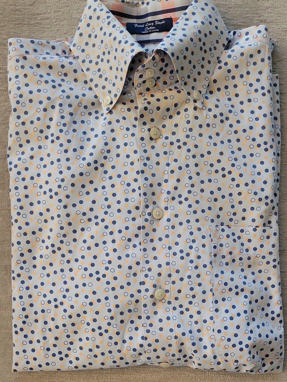 Paul Frederick Polka Dotted Button-down Dress Shirt. 100% Cotton Size Medium